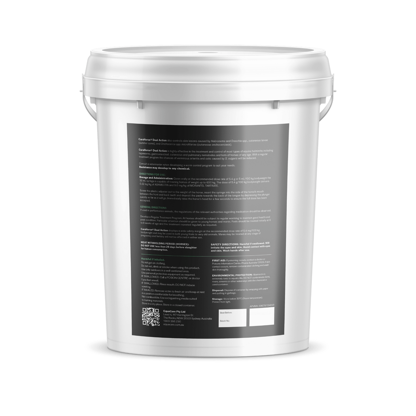 CuraHorse® Dual Action Oral Paste Wormer Bucket of 60
